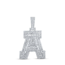 10kt White Gold Men's Diamond Initial Charm Pendant - 1 - 1/4 Cttw - Splendid Jewellery - Splendid Jewellery