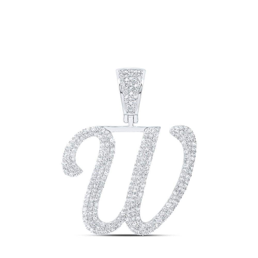 10kt White Gold Men's Diamond Initial Letter Charm Pendant - 1 - 1/4 Cttw - Splendid Jewellery