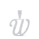 10kt White Gold Men's Diamond Initial Letter Charm Pendant - 1 - 1/4 Cttw - Splendid Jewellery