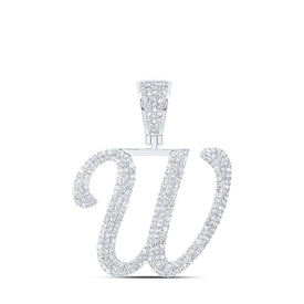 10kt White Gold Men's Diamond Initial Letter Charm Pendant - 1 - 1/4 Cttw - Splendid Jewellery