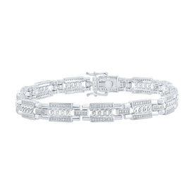 10kt White Gold Men's Diamond Link Bracelet - 3/4 Cttw | Splendid Jewellery - Splendid Jewellery