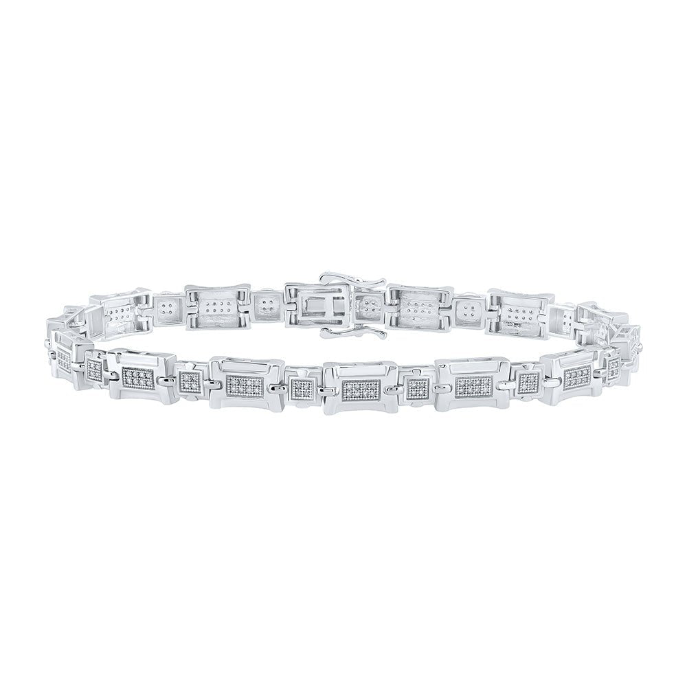 10kt White Gold Men's Diamond Link Bracelet - Elegant and Timeless Sparkle - Splendid Jewellery
