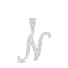 10kt White Gold Men's Diamond N Initial Letter Charm Pendant - 1 Cttw - Splendid Jewellery