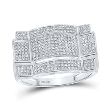 Load image into Gallery viewer, 10kt White Gold Men's Diamond Rectangle Cluster Ring - Striking Elegance 1/2 Cttw - Splendid Jewellery