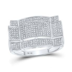 10kt White Gold Men's Diamond Rectangle Cluster Ring - Striking Elegance 1/2 Cttw - Splendid Jewellery