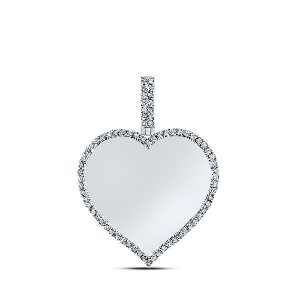 10kt White Gold Men's Heart Diamond Charm Pendant - 1/5 Cttw - Splendid Jewellery - Splendid Jewellery