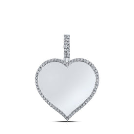10kt White Gold Men's Heart Diamond Charm Pendant - 1/5 Cttw - Splendid Jewellery - Splendid Jewellery