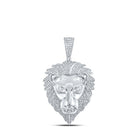 10kt White Gold Men's Lion Face Diamond Charm Pendant - 1 - 1/3 Cttw - Splendid Jewellery