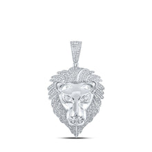 Load image into Gallery viewer, 10kt White Gold Men's Lion Face Diamond Charm Pendant - 1 - 1/3 Cttw - Splendid Jewellery