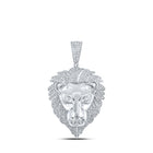 10kt White Gold Men's Lion Face Diamond Charm Pendant - 1 - 1/3 Cttw - Splendid Jewellery