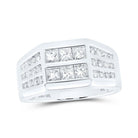 10kt White Gold Men's Princess Diamond Band Ring - 1 - 1/2 Cttw | Exquisite Jewellery - Splendid Jewellery