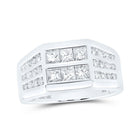 10kt White Gold Men's Princess Diamond Band Ring - 1 - 1/2 Cttw | Exquisite Jewellery - Splendid Jewellery