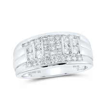Load image into Gallery viewer, 10kt White Gold Men's Princess Diamond Band Ring - 1 Cttw | Majestic Jewels - Splendid Jewellery