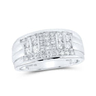10kt White Gold Men's Princess Diamond Band Ring - 1 Cttw | Majestic Jewels - Splendid Jewellery