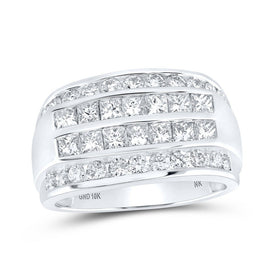 10kt White Gold Men's Princess Diamond Band Ring - 2 - 1/2 Cttw | Luxurious Elegance - Splendid Jewellery