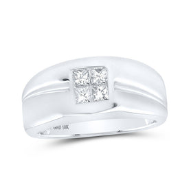10kt White Gold Men's Princess Diamond Band Ring - Exquisite Brilliance! - Splendid Jewellery