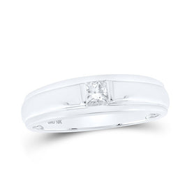 10kt White Gold Men's Princess Diamond Solitaire Band Ring - Captivating Brilliance - Splendid Jewellery