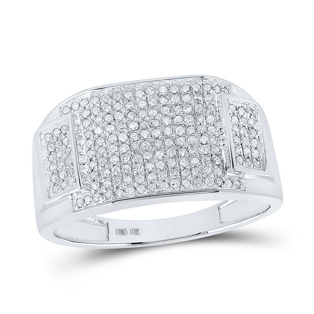 10kt White Gold Men's Rectangle Cluster Diamond Ring - 1/2 Cttw | Splendid Jewellery - Splendid Jewellery