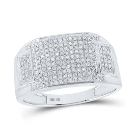 10kt White Gold Men's Rectangle Cluster Diamond Ring - 1/2 Cttw | Splendid Jewellery - Splendid Jewellery
