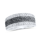10kt White Gold Men's Round Black Diamond Band Ring - 1 - 1/4 Cttw - Splendid Jewellery