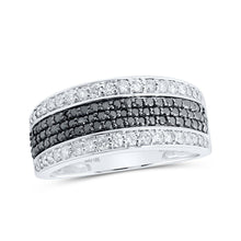 Load image into Gallery viewer, 10kt White Gold Men's Round Black Diamond Band Ring - 1 - 1/4 Cttw - Splendid Jewellery