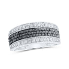 10kt White Gold Men's Round Black Diamond Band Ring - 1 - 1/4 Cttw - Splendid Jewellery