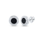 10kt White Gold Men's Round Black Diamond Circle Earrings - 1/4 Cttw | Splendid Jewellery - Splendid Jewellery