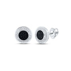 10kt White Gold Men's Round Black Diamond Circle Earrings - 1/4 Cttw | Splendid Jewellery - Splendid Jewellery