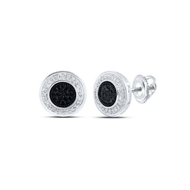 10kt White Gold Men's Round Black Diamond Circle Earrings - 1/4 Cttw | Splendid Jewellery - Splendid Jewellery