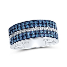 Load image into Gallery viewer, 10kt White Gold Mens Round Blue Color Treated Diamond Band Ring 1 Cttw - Splendid Jewellery