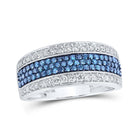 10kt White Gold Men's Round Blue Diamond Band Ring - 1 - 1/4 Cttw - Splendid Jewellery