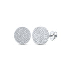 10kt White Gold Men's Round Diamond 3D Circle Earrings - Captivating Brilliance - Splendid Jewellery