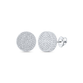 10kt White Gold Men's Round Diamond 3D Circle Earrings - Captivating Brilliance - Splendid Jewellery