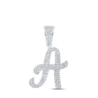 10kt White Gold Men's Round Diamond A Initial Letter Charm Pendant - 1 Cttw - Splendid Jewellery