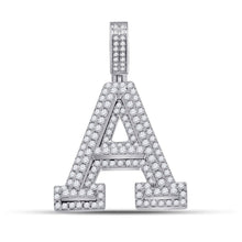 Load image into Gallery viewer, 10kt White Gold Mens Round Diamond A Letter Charm Pendant 1 - 3/4 Cttw | Splendid Jewellery - Splendid Jewellery