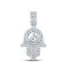 10kt White Gold Men's Round Diamond Allah Hamsa Charm Pendant 3 Cttw | Splendid Jewellery - Splendid Jewellery