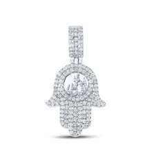 Load image into Gallery viewer, 10kt White Gold Men's Round Diamond Allah Hamsa Charm Pendant 3 Cttw | Splendid Jewellery - Splendid Jewellery
