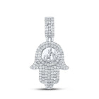 10kt White Gold Men's Round Diamond Allah Hamsa Charm Pendant 3 Cttw | Splendid Jewellery - Splendid Jewellery