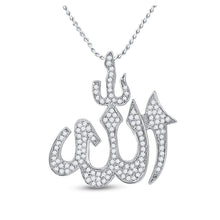 Load image into Gallery viewer, 10kt White Gold Men's Round Diamond Allah Islam Charm Pendant 1/3 Cttw - Splendid Jewellery