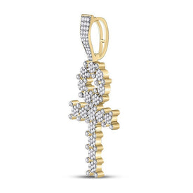 10kt White Gold Men's Round Diamond Ankh Cross Charm Pendant - 1 Cttw | Splendid Jewellery - Splendid Jewellery