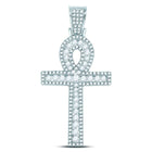10kt White Gold Men's Round Diamond Ankh Cross Charm Pendant - 1 Cttw | Splendid Jewellery - Alternate view 1 from Splendid Jewellery