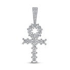10kt White Gold Men's Round Diamond Ankh Cross Charm Pendant - 1 Cttw | Splendid Jewellery - Splendid Jewellery