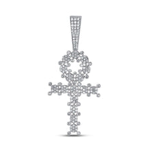 Load image into Gallery viewer, 10kt White Gold Men's Round Diamond Ankh Cross Charm Pendant - 1 Cttw | Splendid Jewellery - Splendid Jewellery