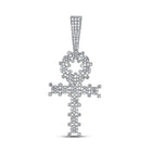 10kt White Gold Men's Round Diamond Ankh Cross Charm Pendant - 1 Cttw | Splendid Jewellery - Splendid Jewellery