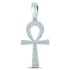 10kt White Gold Men's Round Diamond Ankh Cross Charm Pendant - 1/2 Cttw - Splendid Jewellery Collection - Alternate view 1 from Splendid Jewellery