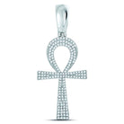 10kt White Gold Men's Round Diamond Ankh Cross Charm Pendant - 1/2 Cttw - Splendid Jewellery Collection - Splendid Jewellery