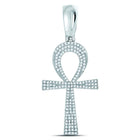 10kt White Gold Men's Round Diamond Ankh Cross Charm Pendant - 1/2 Cttw - Splendid Jewellery Collection - Splendid Jewellery
