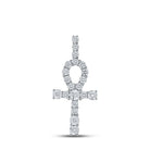 10kt White Gold Men's Round Diamond Ankh Cross Charm Pendant - 1/5 Cttw - Splendid Jewellery - Splendid Jewellery