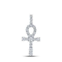 Load image into Gallery viewer, 10kt White Gold Men's Round Diamond Ankh Cross Charm Pendant - 1/5 Cttw - Splendid Jewellery - Splendid Jewellery