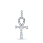 10kt White Gold Men's Round Diamond Ankh Cross Charm Pendant - 1/5 Cttw - Splendid Jewellery - Splendid Jewellery